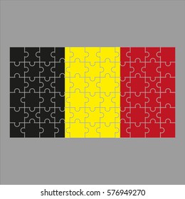 Flag of Belgium puzzle on gray background. Vector illustration