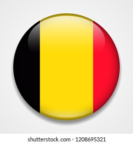 Flag of Belgium. Round glossy badge