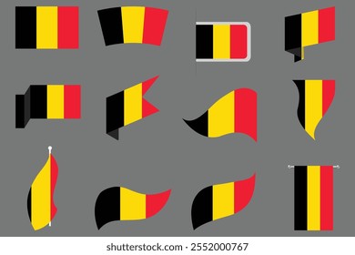 Bandeira da Bélgica Conjunto, Original e simples Bandeira da Bélgica Pacote, ilustração vetorial da Bandeira da Bélgica Coleção
