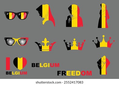 Bandeira da Bélgica Conjunto, Original e simples Bandeira da Bélgica Pacote, ilustração vetorial da Bandeira da Bélgica Coleção
