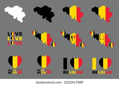 Flag of Belgium Set, Original and simple Belgium flag Bundle, vector illustration of Belgium flag Collection
