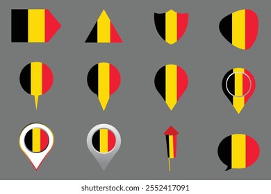 Bandeira da Bélgica Conjunto, Original e simples Bandeira da Bélgica Pacote, ilustração vetorial da Bandeira da Bélgica Coleção
