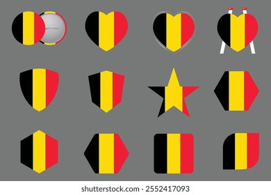 Bandeira da Bélgica Conjunto, Original e simples Bandeira da Bélgica Pacote, ilustração vetorial da Bandeira da Bélgica Coleção
