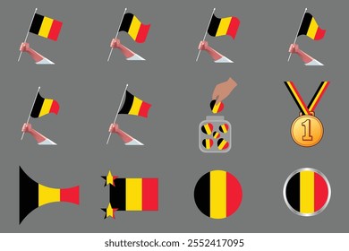 Bandeira da Bélgica Conjunto, Original e simples Bandeira da Bélgica Pacote, ilustração vetorial da Bandeira da Bélgica Coleção
