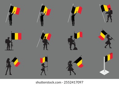 Bandeira da Bélgica Conjunto, Original e simples Bandeira da Bélgica Pacote, ilustração vetorial da Bandeira da Bélgica Coleção
