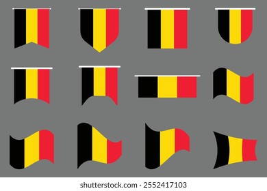 Bandeira da Bélgica Conjunto, Original e simples Bandeira da Bélgica Pacote, ilustração vetorial da Bandeira da Bélgica Coleção
