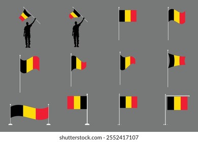 Bandeira da Bélgica Conjunto, Original e simples Bandeira da Bélgica Pacote, ilustração vetorial da Bandeira da Bélgica Coleção
