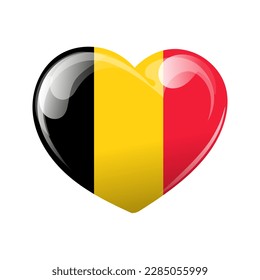 Flag of Belgium in the shape of a heart. Heart with Belgium flag. 3D illustration, vector