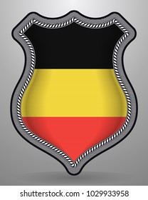 Flag of Belgium. Vector Badge and Icon with Central Glossy National Symbol