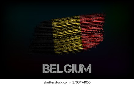 Flag of the Belgium. Vector illustration in grunge style with cracks and abrasions. Good image for print