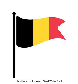 Bandeira da Bélgica. Design de ícone de ilustração de vetor da bandeira da Bélgica. Bandeira de mastro flutuante.