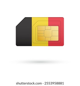 Flag of Belgium. Vector illustration of SIM Card with flag on white background