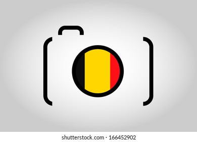 The flag of Belgium in the Viewfinder of a Camera
