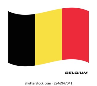 Flag of Belgium, Waving National flag of Belgium, National flag of Belgium vector illustration.