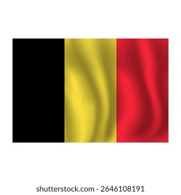 Bandeira da Bélgica ondulada flui ao vento, com dobras 3d