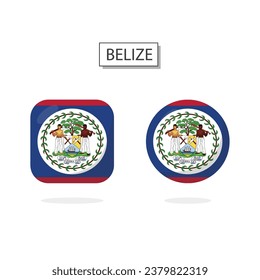 Flag of Belize 2 Shapes icon 3D cartoon style.