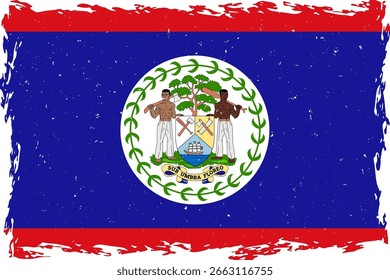 Bandera de textura grunge de trazo de pincel de Belice