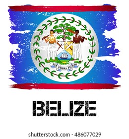 Flag of Belize from brush strokes in grunge style isolated on white background. Country in Central America. Vector illustration