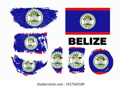 Flag of Belize country. Happy Independence day of Belize background with grunge brush flag illustration. Vector illustration