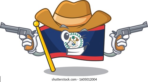 Flag belize dressed as a Cowboy having guns