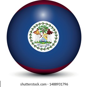 Flag of Belize in the form of a ball isolated on white background.
