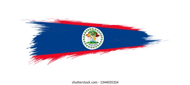 Flag of Belize in grunge brush stroke, vector grunge illustration.