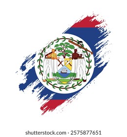 Flag of Belize Grunge Brush Stroke Style Vector