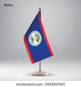 Flag of Belize hanging on a flag stand. Usable for summit or conference presentaiton