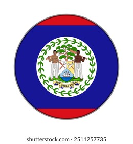 The flag of Belize. Flag icon. Standard color. Round flag. Computer illustration. Digital illustration. Vector illustration.