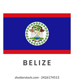 Flag of Belize isolated on white background.