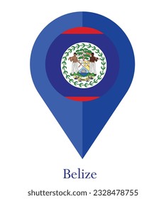 Flag of Belize, Flag of Belize Map pointer icon. Vector illustration flag pointer.