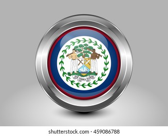 Flag of Belize. Metal and Glass Round Icon. This is File from the Collection North America Flags