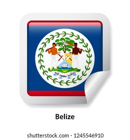 Flag of Belize. Round glossy sticker