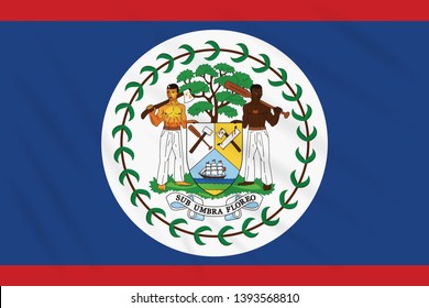 Flag Belize swaying in wind, realistic vector