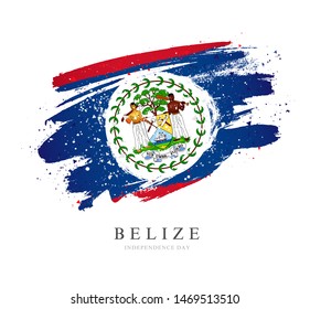 Flag of Belize. Vector illustration on a white background. Brush strokes are drawn by hand. Independence Day.