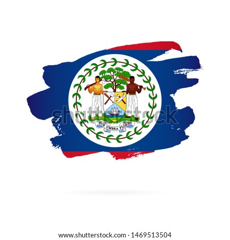 Flag of Belize. Vector illustration on a white background. Brush strokes are drawn by hand.