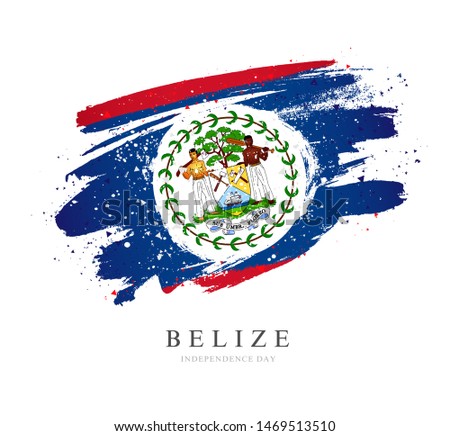 Flag of Belize. Vector illustration on a white background. Brush strokes are drawn by hand. Independence Day.
