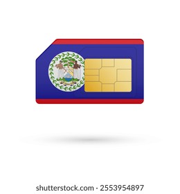 Flag of Belize. Vector illustration of SIM Card with flag on white background