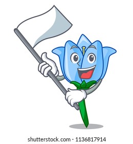 With flag bell flower mascot cartoon
