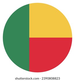 The flag of Benin. Button flag icon. Standard color. Circle icon flag. Computer illustration. Digital illustration. Vector illustration.