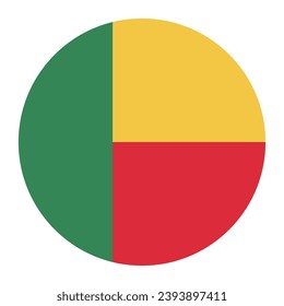 The flag of Benin. Button flag icon. Standard color. Circle icon flag. Computer illustration. Digital illustration. Vector illustration.