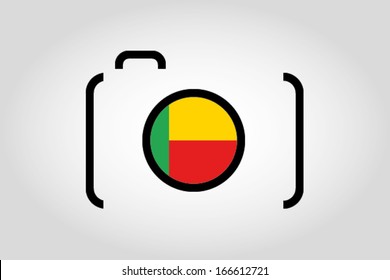 The flag of Benin in a Camera Lens