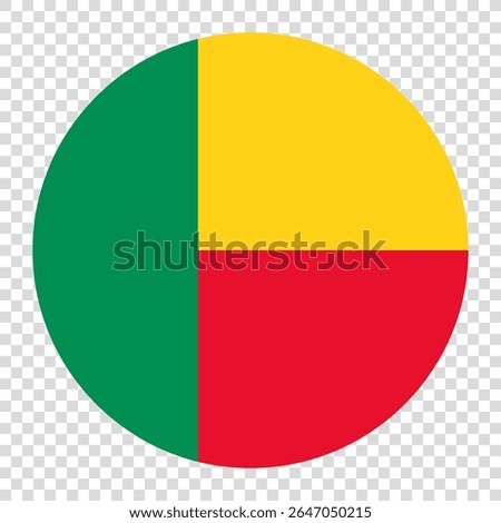 Flag of Benin. Benin circle flag logo icon computer vector illustration design. Transparent checkerboard background.