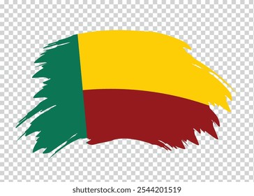 Flag of Benin with distressed paint stroke brush effect on isolated background