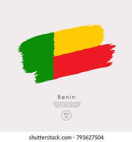 Flag of Benin in Grunge Brush Stroke : Vector Illustration
