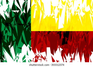 Flag of Benin in grunge style. Vector illustration.