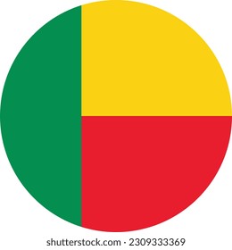The flag of Benin. Flag icon. Standard color. Round flag. Computer illustration. Digital illustration. Vector illustration.