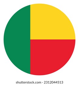The flag of Benin. Flag icon. Standard color. Round flag. Computer illustration. Digital illustration. Vector illustration.