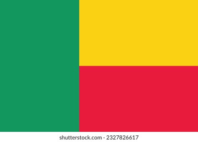 The flag of Benin. Flag icon. Standard color. Standard size. A rectangular flag. Computer illustration. Digital illustration. Vector illustration.