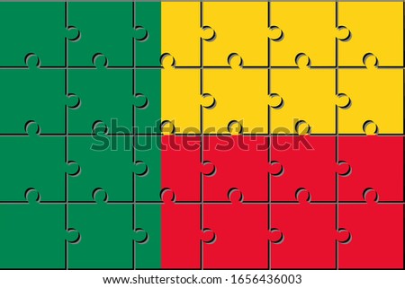 Flag of benin made with jigsaw puzzle pieces
